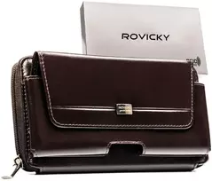 Natūralios odos delninė/piniginė vyrams Rovicky, ruda 043-NBAR