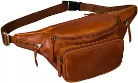 Peterson vyriška maža odinė juosmens ir per petį nešiojama rankinė (crossbody), ruda RT7