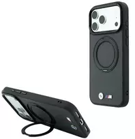 BMW Kevlar žiedinis stovas 360 MagSafe dėklas iPhone 18 Pro / 17 Pro – tamsiai pilkas