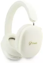 Ausinės Guess Metallic Effect Metal Script Logo Bluetooth ENC smėlio spalvos