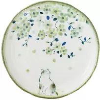 Lova Lėkštė „HIDAMARI“, D 21,6 x H 2,5 cm, su katinu ir sakurų žiedais
