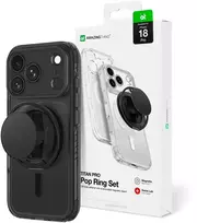 Objektyvas AmazingThing Titan Pro Pop objektyvo dėklas iPhone 18 Pro su kameros dangteliu, laikikliu ir stovu, suderinamas su MagSafe – juodas