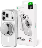 AmazingThing Titan Pro Pop lęšių dėklas iPhone 18 Pro su fotoaparato dangteliu, laikikliu ir stovu, suderinamas su MagSafe – permatomas