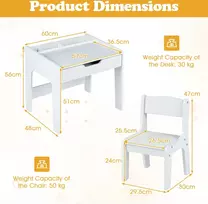 Promotion Vaikiško stalo ir kėdės rinkinys, balta, medienos plokštė, 59,7 x 48,3 x 55,9 cm