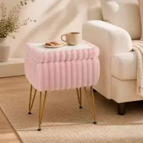 Promotion Tualetinis pufas su daiktadėže ir apverčiamu dangčiu, rožinis, 41,9 x 33 x 55,9 cm