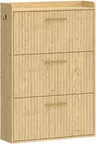 Aosom Siaura batų spintelė su atverčiamomis durelėmis, 3 skyriai, šviesiai ruda, 80 x 24 x 117,5 cm