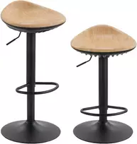 Aosom Reguliuojamo aukščio baro kėdės, 2 vnt., pasukamos, ąžuolo ir juodos spalvos, 59-80 cm