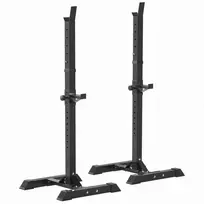 Aosom Štangos stovai, 2 vnt. komplektas, reguliuojamas aukštis 124-154 cm, plienas, juodi