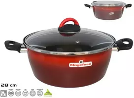 Puodas su stikliniu dangčiu, 28 cm, ~4,5 l, Rosso, 28,00 x 42,50 x 18,00 cm, Magefesa