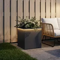 Sodo vazonas su LED Antracitas 50 x 50 x 48 cm Plienas
