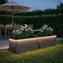 Sodo vazonas su LED 2 vnt. Antracitas 50 x 80 x 48 cm Plienas