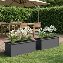 Sodo vazonas su LED 2 vnt. Antracitas 40 x 100 x 40 cm Plienas