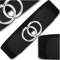 Platus juodas elastingas suknelės diržas 6 cm D17