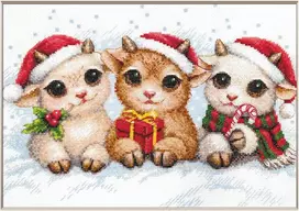 Aine Siuvinėjimo kryželiu rinkinys „Christmas Joy“ – Kalėdų gyvūnėliai, 30 x 21 cm