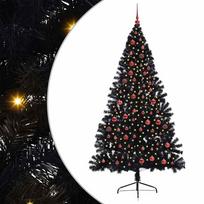 vidaXL Dirbtinis prieššventinis eglutė su šviesomis Juoda 210 cm PVC