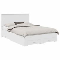vidaXL Lovos rėmas su stalčių Balta 140 x 190 cm Apdirbta mediena