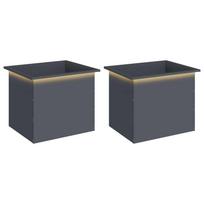 vidaXL Sodo vazonas su LED 2 vnt. Antracitas 50 x 60 x 48 cm Plienas