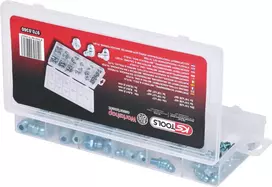 Riebalų tepimo antgalių rinkinys KS Tools 970.0360 – 70 vnt., metriniai tepimo antgaliai