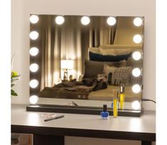 BRILAGI - reguliuojamas LED makiažo veidrodis HOLLYWOOD LED/15W/230V CCT + USB juodas