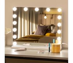 BRILAGI - Reguliuojamas LED makiažo veidrodis HOLLYWOOD LED/15W/230V CCT + USB baltas