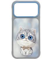 NIMMY dėklas BIG EYED SILVER SHADED CAT, skirtas IPHONE 18 Pro Max/17 Pro Max, pilkas