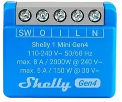 Išmanusis vieno kanalo WiFi relė Shelly 1 Mini Gen4