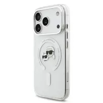 Karl Lagerfeld IML K AND CH Metal Frame MagSafe Case for iPhone 17 Pro, Transparent