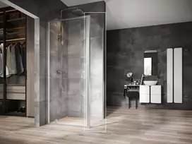 Stacionari sienelė Ravak Nexty, NPSS-90 satinas+Transparent