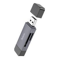 Hoco USB A / USB C 2.0 SD / TF card reader, metal gray
