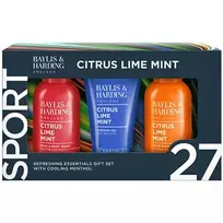 „Baylis & Harding“ vyriškas dušo mini rinkinys (citrusų, laimų ir mėtų) – dovanų mini kūno priežiūros rinkinys (3 vnt.)