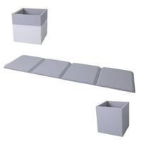 Gimnastikos čiužinys 2in1 žaislų konteineris 240x60x4 cm keturių dalių - baltai pilkas