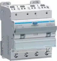 Hager RCBO. Skirstomasis automatinis jungiklis su nuotėkio rel. 4P 6kA C 10A/