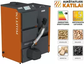 Aukstaitijos Katilai Granulinis katilas PELLET UNI 16 kW su rotac. 16 kW degikliu, sraigtu, 230 l met. bunkeriu