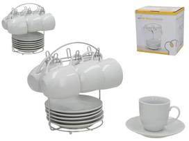 Puodelis su lėkštute Kitchen&GO, balta sp., 0.180 l