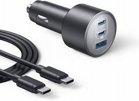 Anker USB-C 167,5 W Max 3 prievadų automobilinis įkroviklis USB-C USB-A + laidai