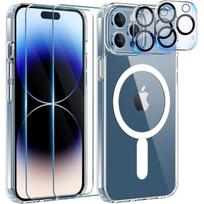Integruotas magnetinis žiedas iPhone 15 PRO korpusas ir 2 grūdinto stiklo ekranui bei 2 kamerų apsaugos Phonillico®