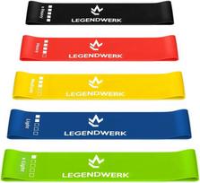 5 x Legendwerk pasipriešinimo juostos klubams, skirtos fitneso pratimams, skirtingo stiprumo juostos