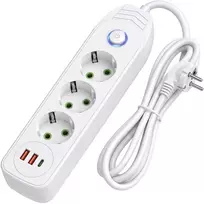 Toolight Prailgintuvas Maitinimo Blokas 3 Lizdai + 2x Usb-a + Usb-c Jnh024-3b Baltas