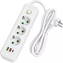 Toolight Prailgintuvas Maitinimo Blokas 3 Lizdai + 2x Usb-a + Usb-c Jnh020-3a Baltas