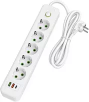 Toolight Prailgintuvas Maitinimo Blokas 5 Lizdai + 2x Usb-a + Usb-c Jnh022-5a Baltas