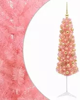 Dirbtinė siaura kalėdinė eglutė su žaisliukais 120 cm 150 LED