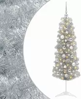 Dirbtinė siaura kalėdinė eglutė su žaisliuku 150 cm 150 LED