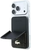 Dėklas Lacoste PVC mišinio „Monogram Petit Pique“ „MagSafe“ piniginė su stovu, ruda