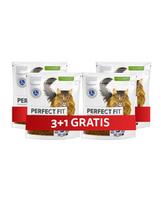PERFECT FIT Senior 7+ 4 x 750 g visavertis sausas pašaras vyresnio amžiaus katėms, turintis daug vištienos, 3+1 GRATIS.