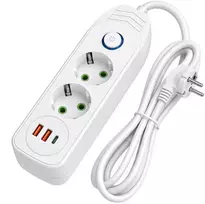 Toolight Prailgintuvas Maitinimo Blokas 2 Lizdai + 2x Usb-a + Usb-c Jnh024-3b Baltas