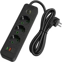 Toolight Prailgintuvas Maitinimo Blokas 3 Lizdai + 2x Usb-a + Usb-c Jnh020-3a Juodas