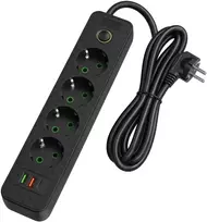 Toolight Prailgintuvas Maitinimo Blokas 4 Lizdai + 2x Usb-a + Usb-c Jnh021-4a Juodas