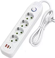 Toolight Prailgintuvas Maitinimo Blokas 4 Lizdai + 2x Usb-a + Usb-c Jnh025-4b Baltas