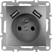 Toolight Viengubas Lizdas Su Įžeminimu + 2x Usb-a Oste Jnh003-g Pilkas