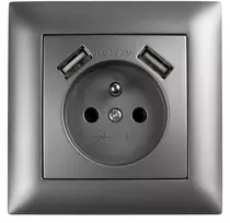 Toolight Viengubas Lizdas Su Įžeminimu + 2x Usb-a Oste Jnh003-g Pilkas